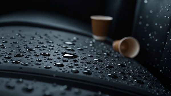 leather seats with spilled drink