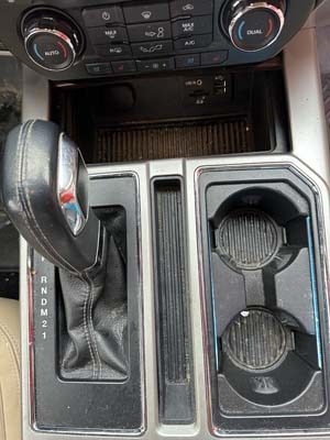 F150 console and cup holders before image